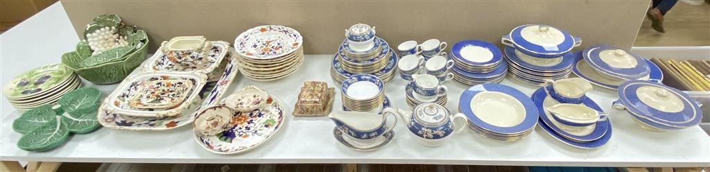 A Wedgwood Blue Siam pattern part dinner service and other mixed ceramics